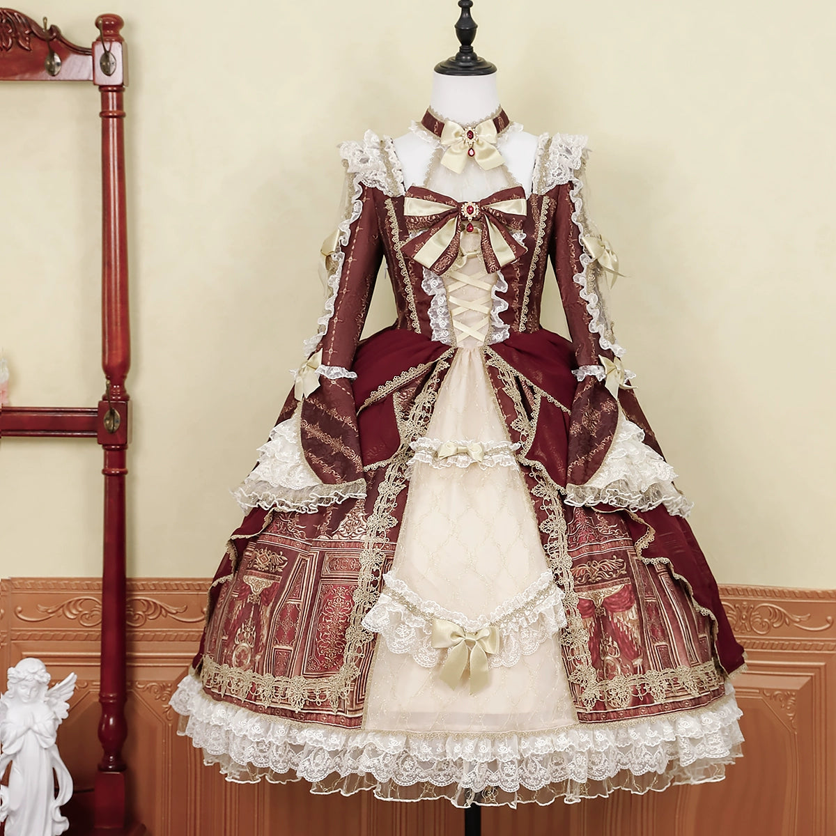 Baroque Palace Burgundy Princess Dress