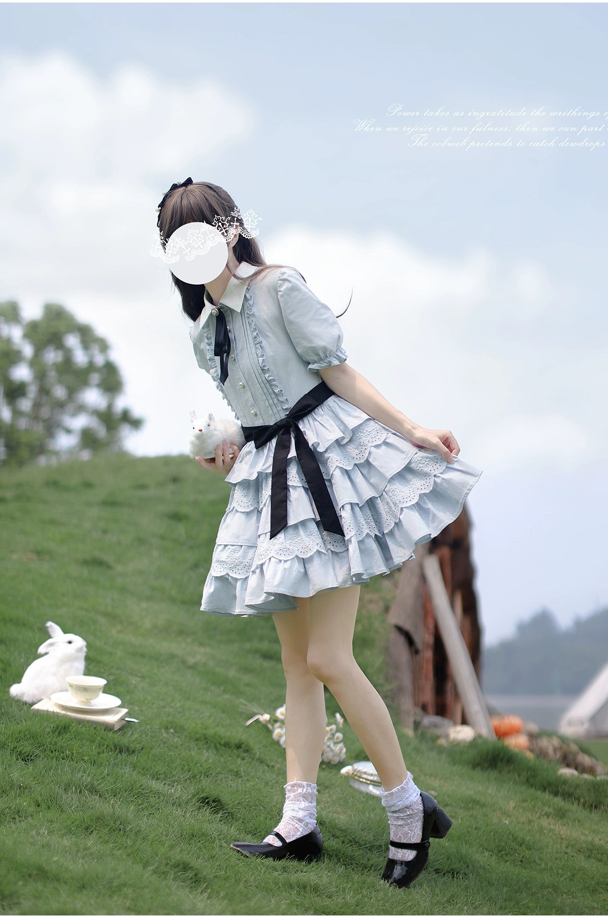 Dorothy アリスブルーのティアードワンピース