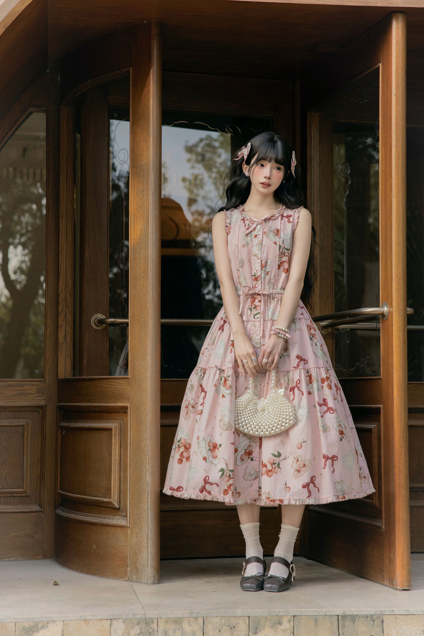 【受注予約1/22まで】Litchi Tea プリントジャンパースカート