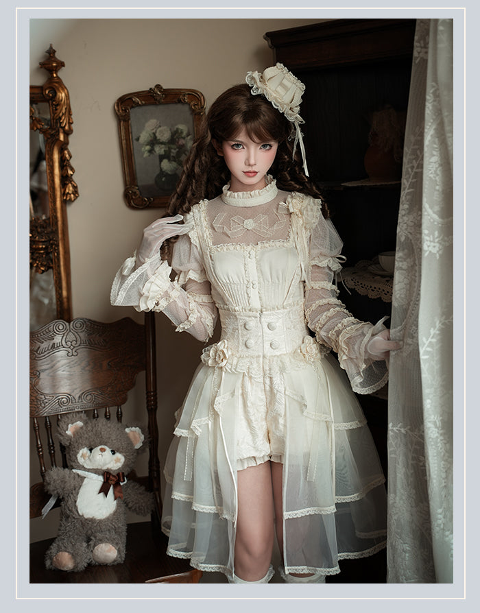 【受注予約4/28まで】Camellia Dream ヴェール付サスペンダーショートパンツ