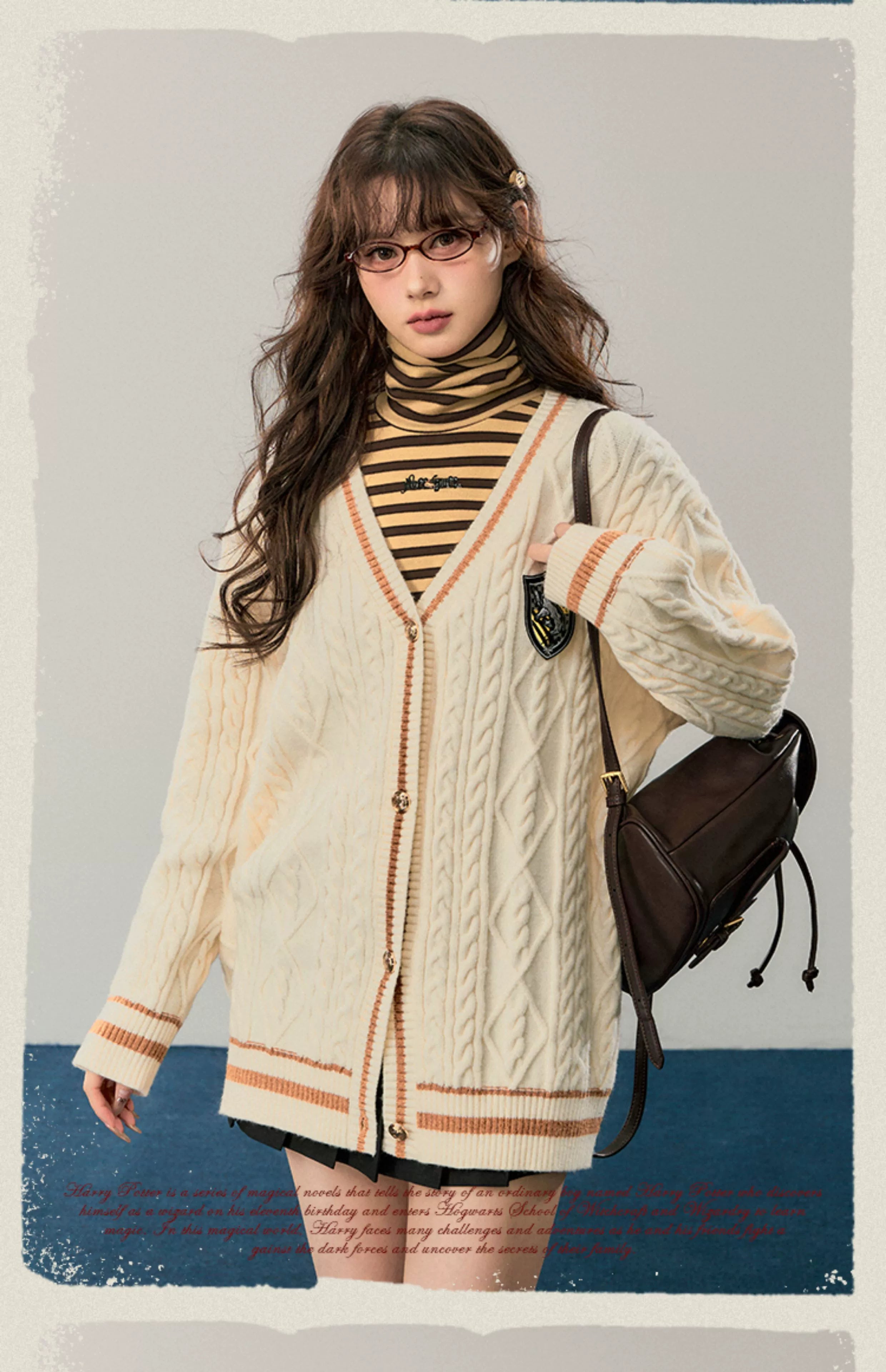 [Pre-order] Hogwarts School of Witchcraft and Wizardry Loose Fit Cable Cardigan