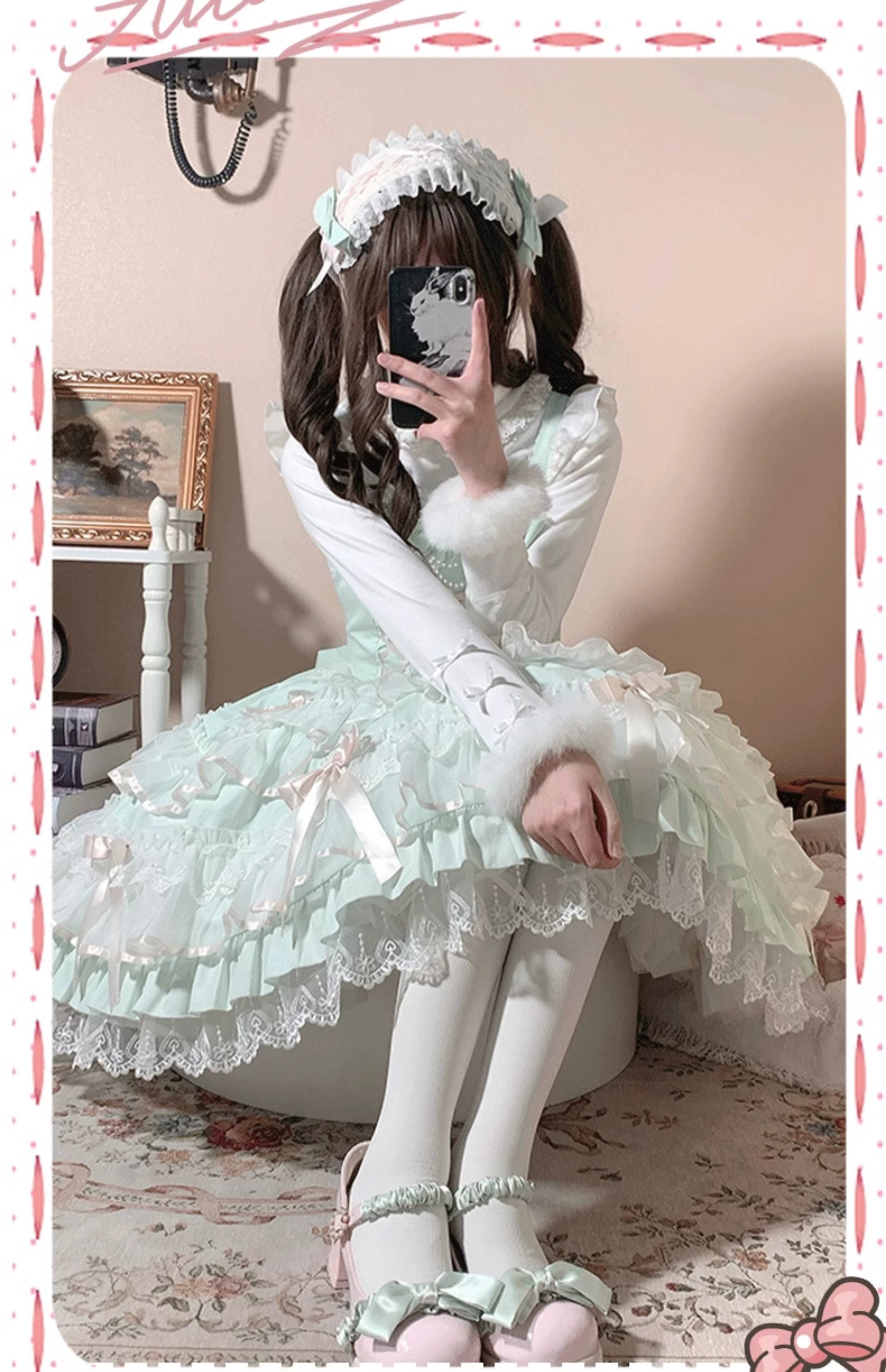 【予約販売】Antique Doll 刺繍レースのジャンパースカート