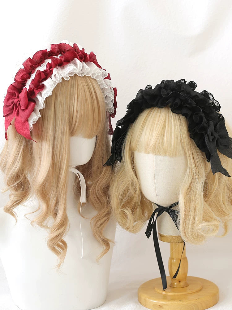 シアーリボンとレースのヘッドドレス