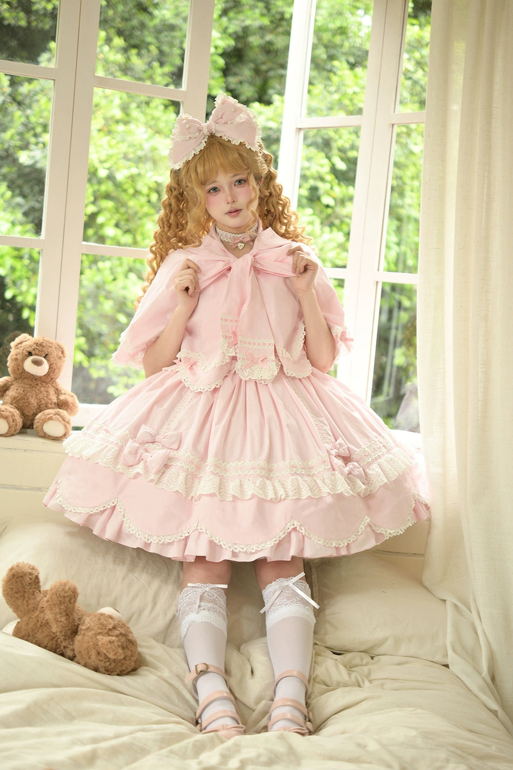 【予約販売】Antique Petal Rabbit リボンワンピース