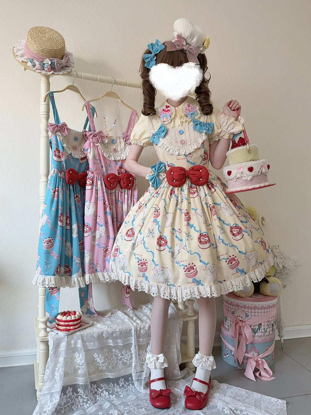 【予約販売】Sweet Cherry Cat ビブスジャンパースカート