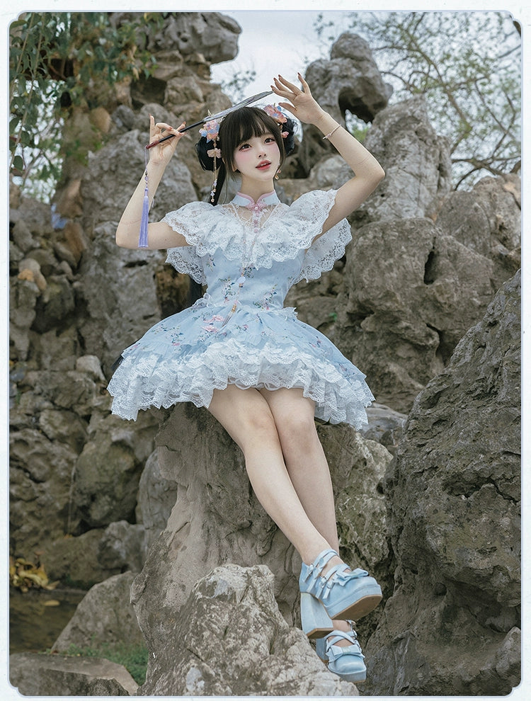 SELF PORTRAIT レッドチャイナドレス風レースミニドレスワンピース SELF PORTRAIT レッドチャイナドレス風レースミニドレスワンピース