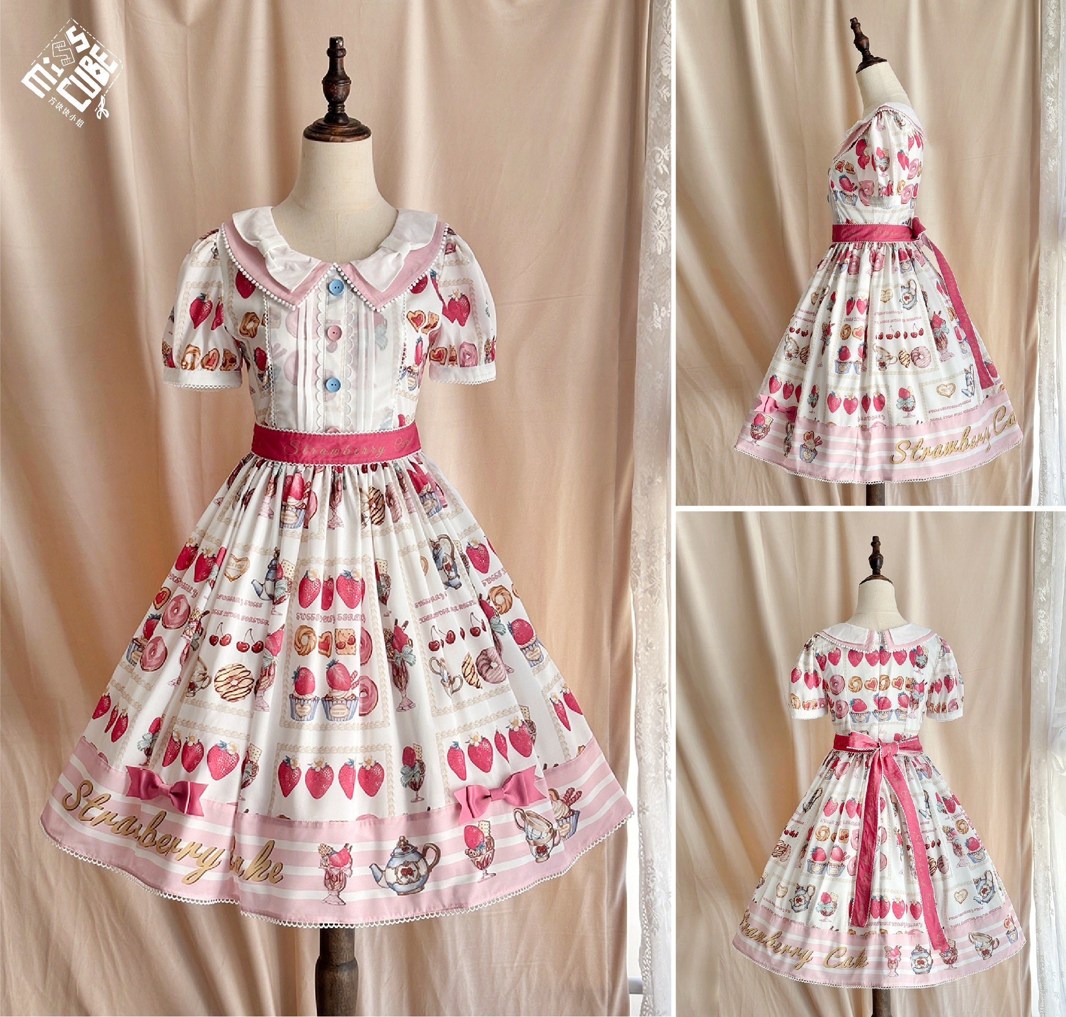 【受注予約6/24まで】Strawberry Parfait Tea プリントワンピース