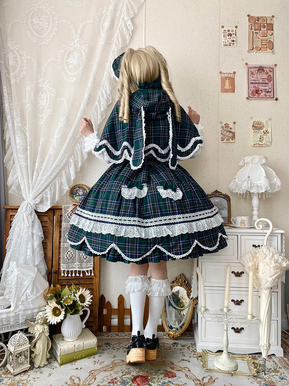 【予約販売】Checkered Petal Rabbit リボンジャンパースカート