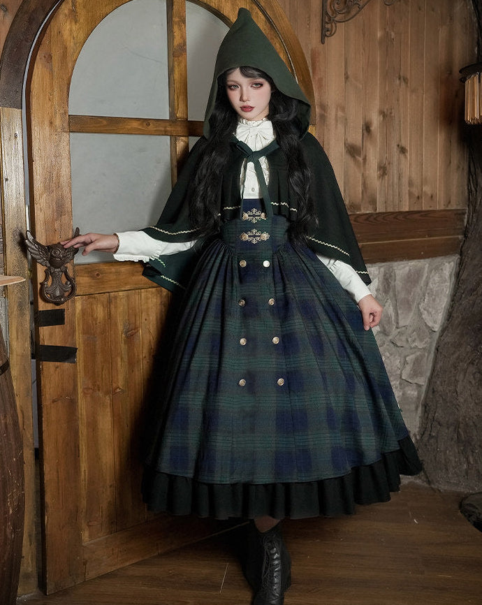 Berlin Letter グリーンチェックのジャンパースカート・ロング丈