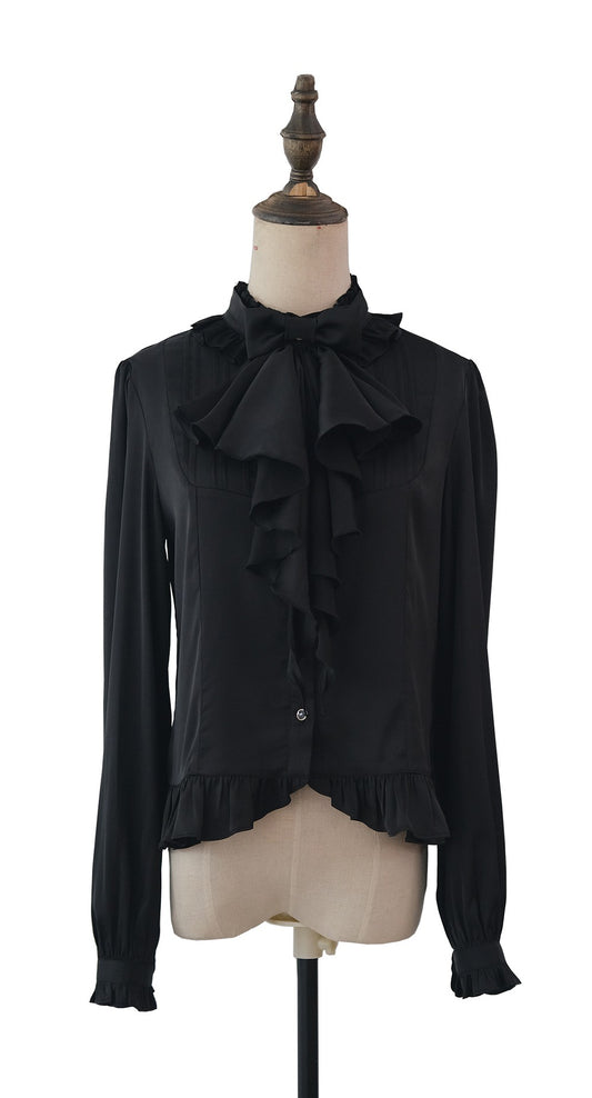 【受注予約12/3まで】Monochrome Reverie リボンタイブラウス