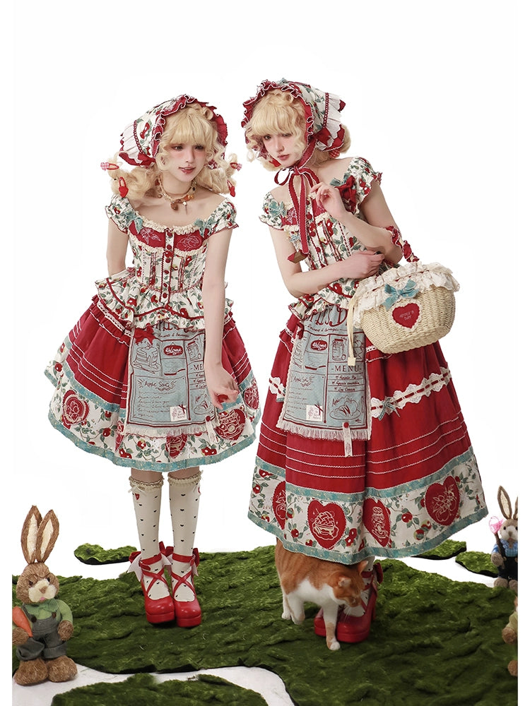【販売期間終了】Apple Paradise トップス＆スカートのセット・ショート丈