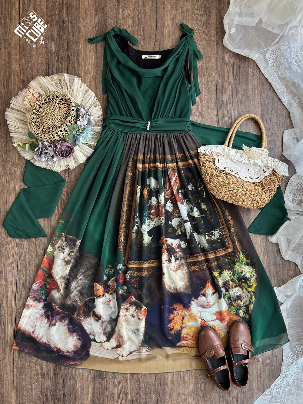 【予約販売】Elegance Greek 油彩画風プリントジャンパースカート・新色