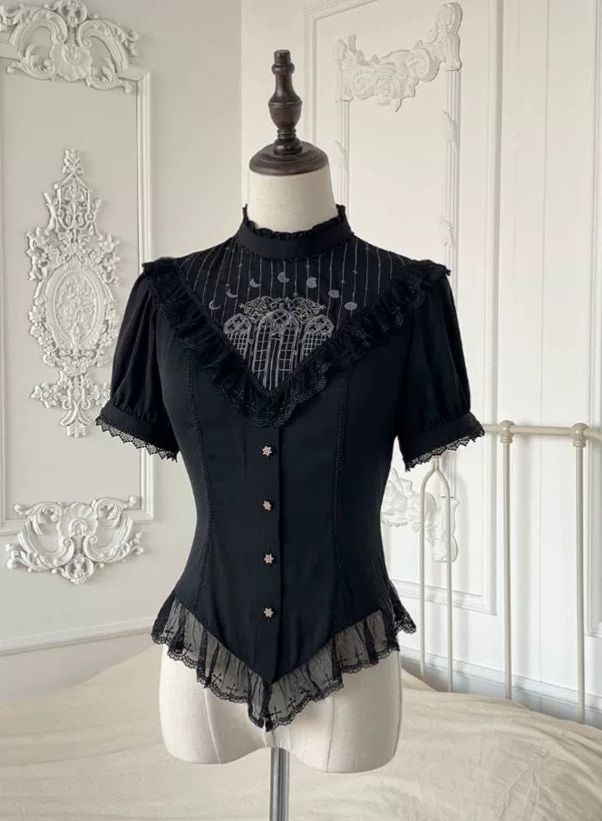 [Pre-orders available until 2/10] The Holy Cross embroidered short-sleeved blouse and detachable sleeves