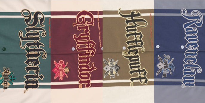 Hogwarts School of Witchcraft and Wizardry Embroidered Short Sleeve Oversized Shirt