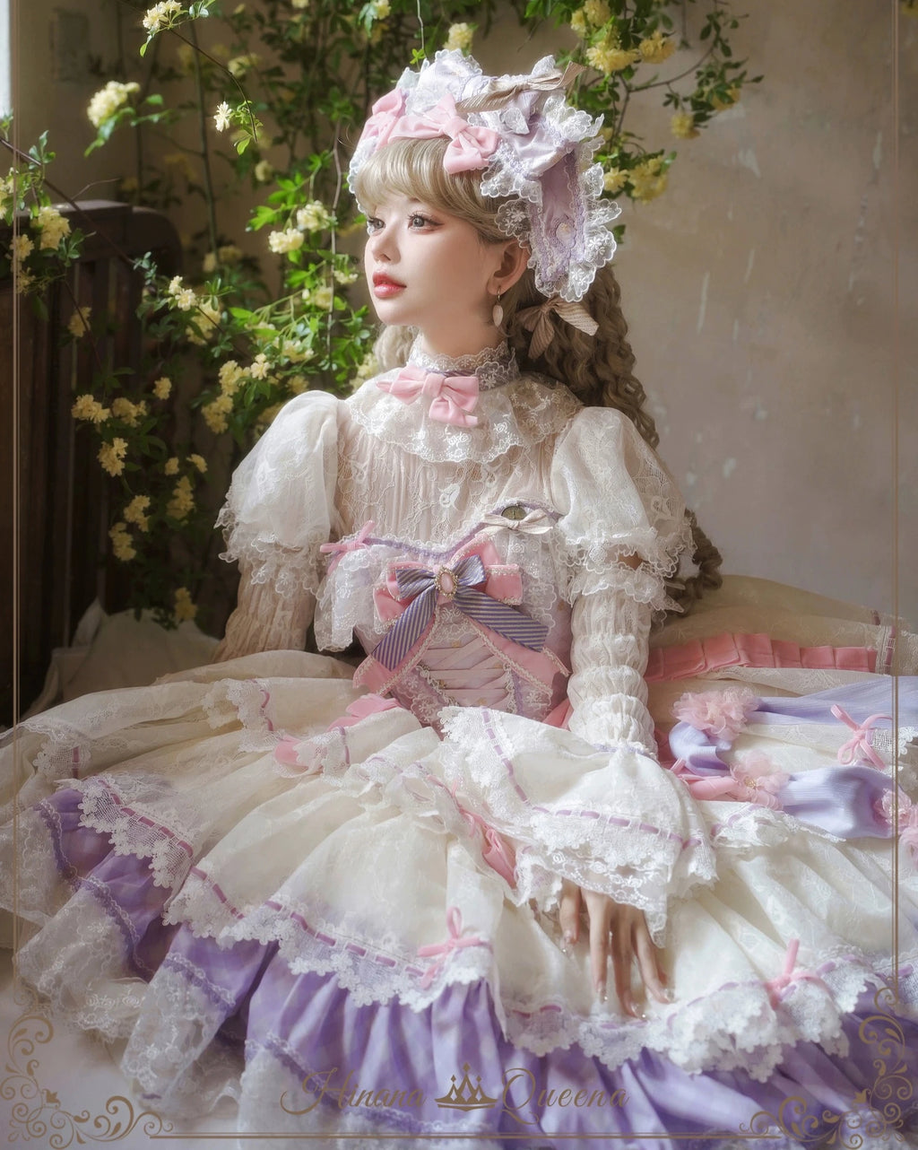 【再販・受注予約8/8まで】Dream Alice ラグジュアリーセットアップ／パープル／ショート丈