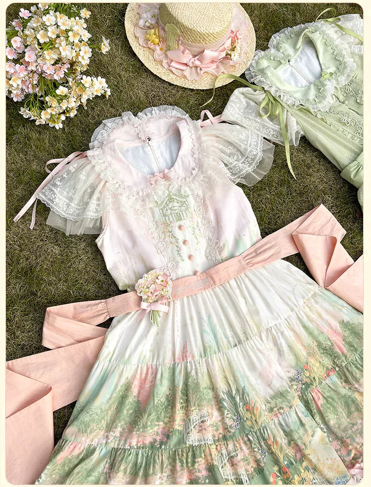 [Resale/Pre-orders available until 2/12] Fragrant Grass Flare Sleeve Tiered Dress