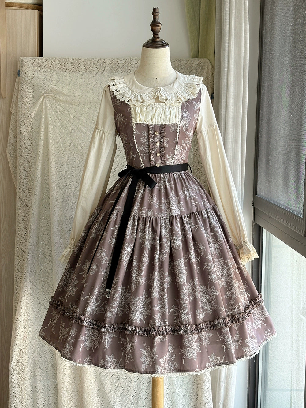 【予約販売】Sketch Wild Rose ジャンパースカート プリントタイプ