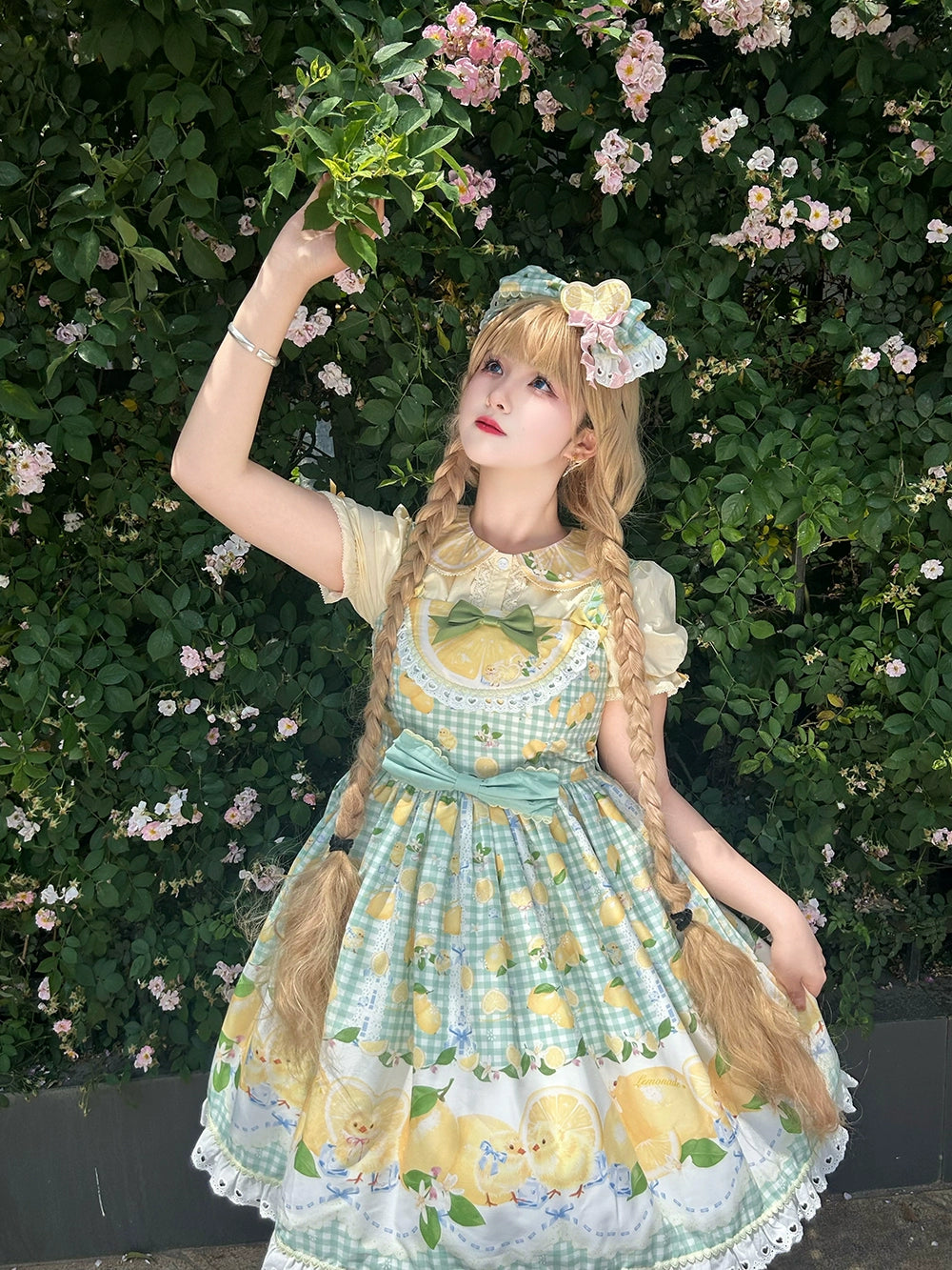 【予約販売】Lemon Sweetie プリントジャンパースカート・ミドル丈