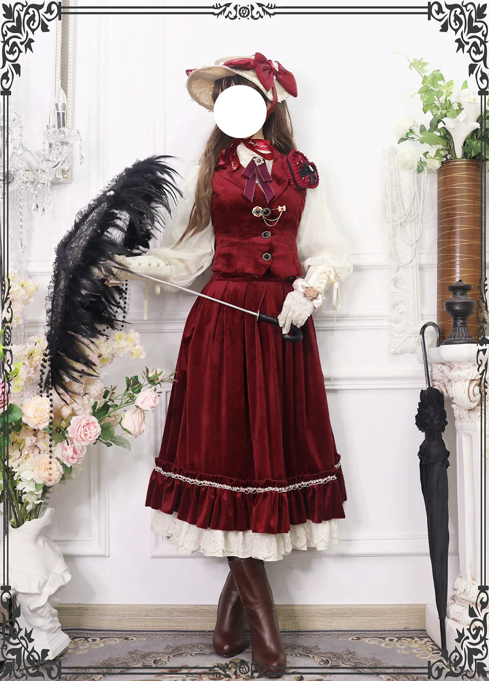 【予約販売】英国クラシカルロリィタ ベルベットハイウエストスカート