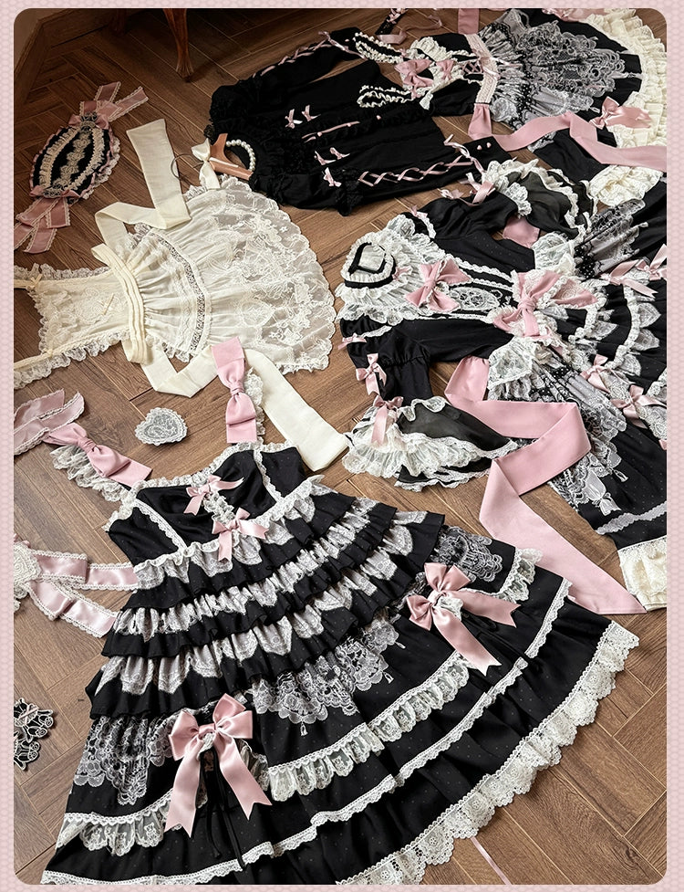 【再販・受注予約12/23まで】Lace Figure ティアードジャンパースカート