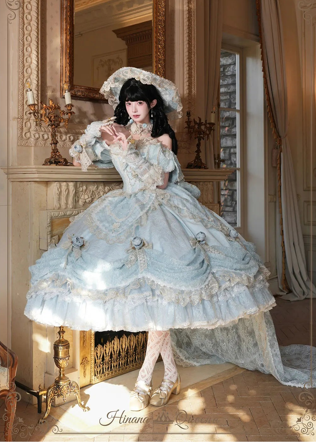 【受注予約9/16まで】With Bell プリンセスドレス ショート丈・パステルブルー