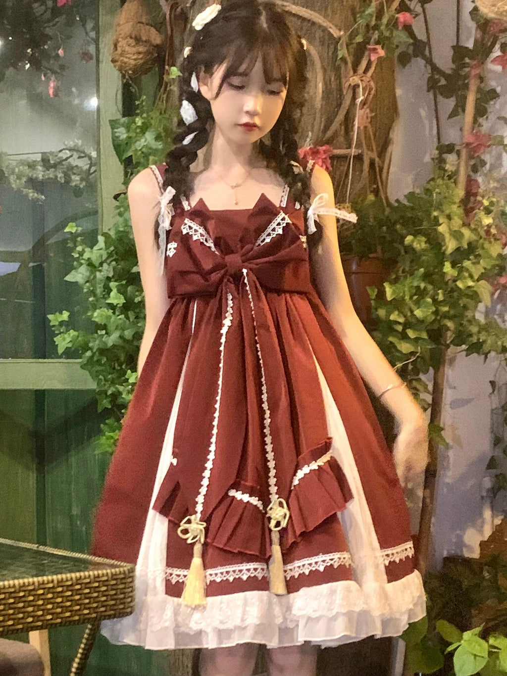 ビッグリボンの華ロリジャンパースカートセット