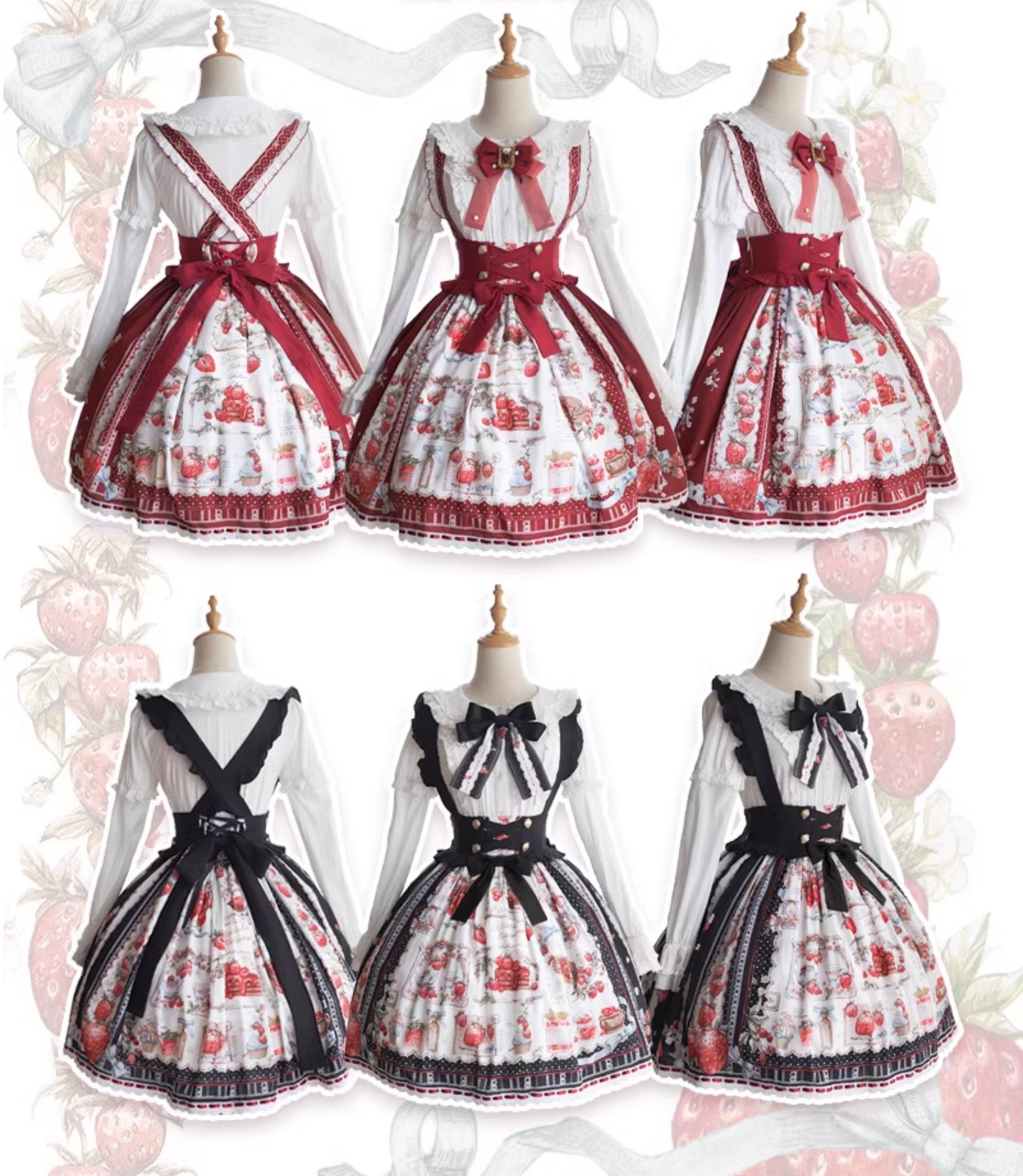 [Pre-orders available until 2/26] Strawberry Manor Print Suspender Skirt