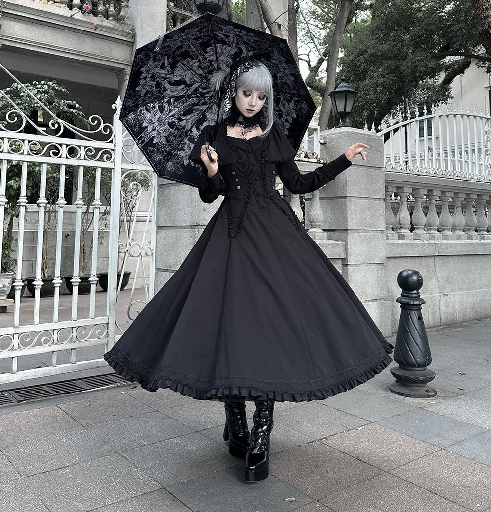 【受注予約12/3まで】漆黒の秒針 長袖ワンピース・ロング丈