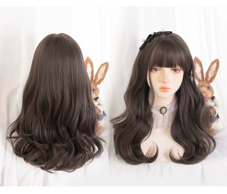 Lolita wig, dark brown, fluffy, long curls