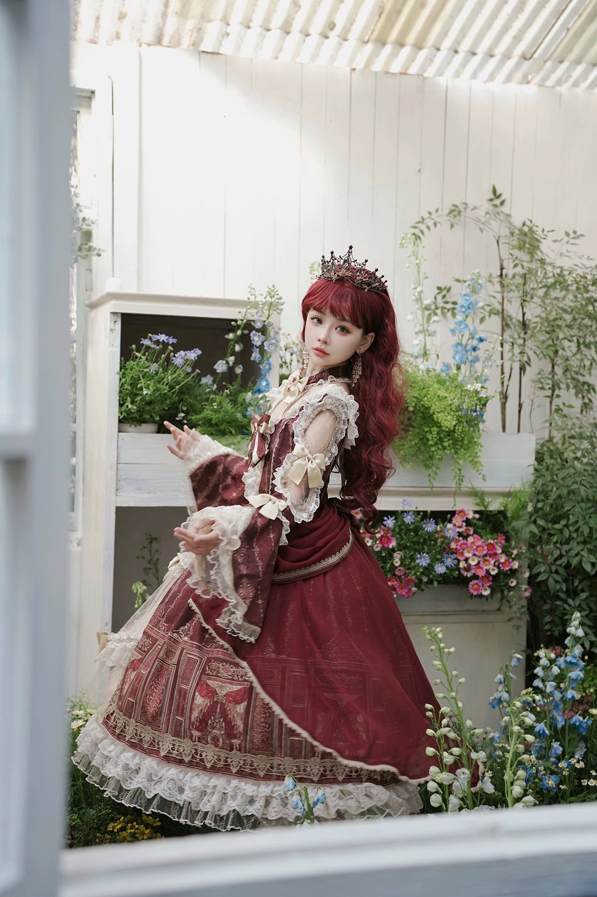 Baroque Palace Burgundy Princess Dress