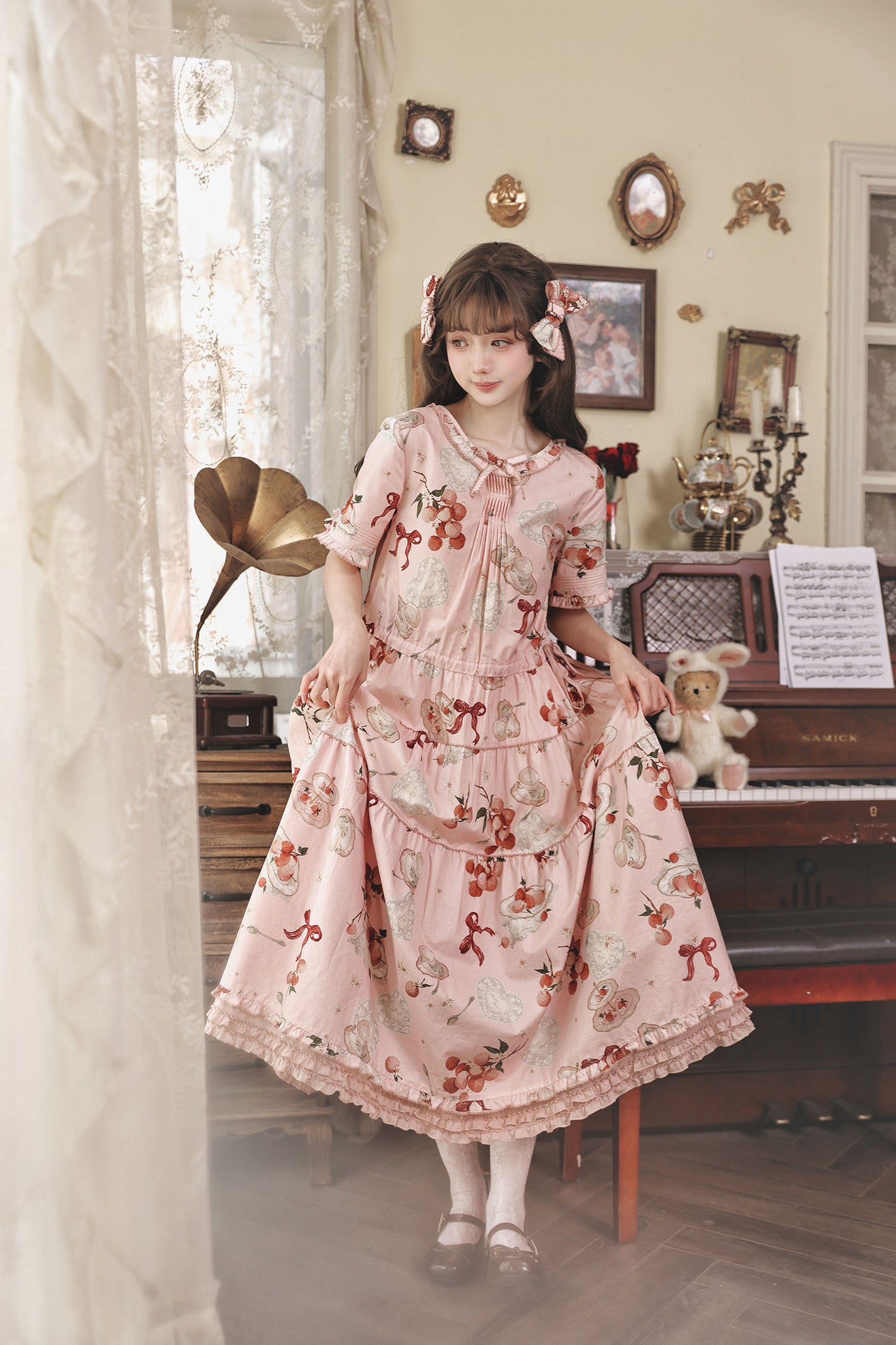 【受注予約1/22まで】Litchi Tea プリントワンピース