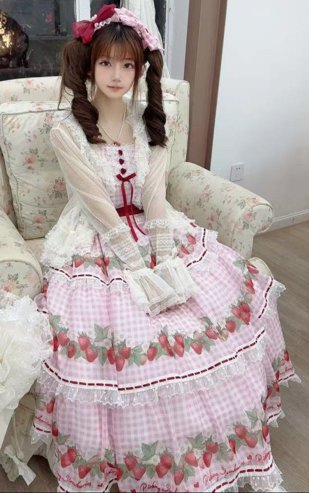 [Pre-orders accepted until 3/5] Have a Picnic, May Strawberry Gingham Check Jumper Skirt