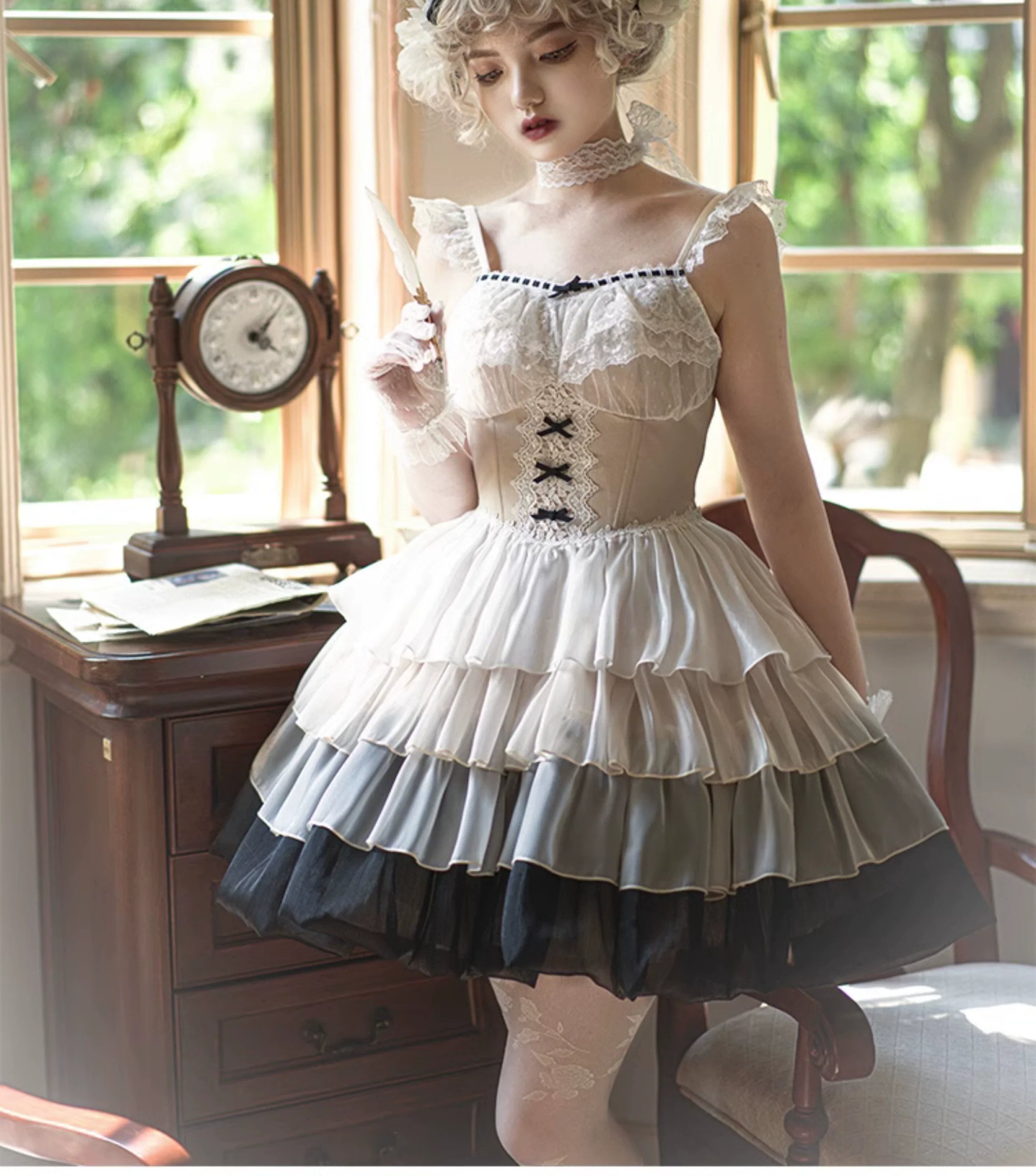 白鳥の湖 グラデーションカラーのバレエ風ジャンパースカート – ロリータファッション通販RonRon