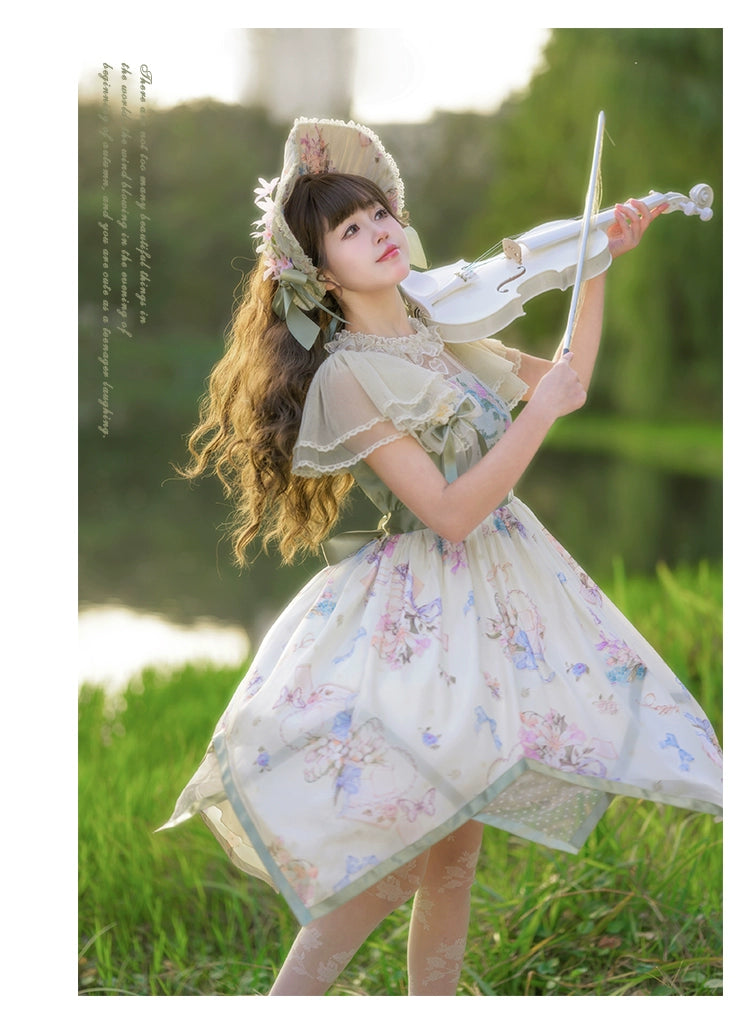[Sales period ended] Flower Letter as you wish Chiffon dress [Short length]