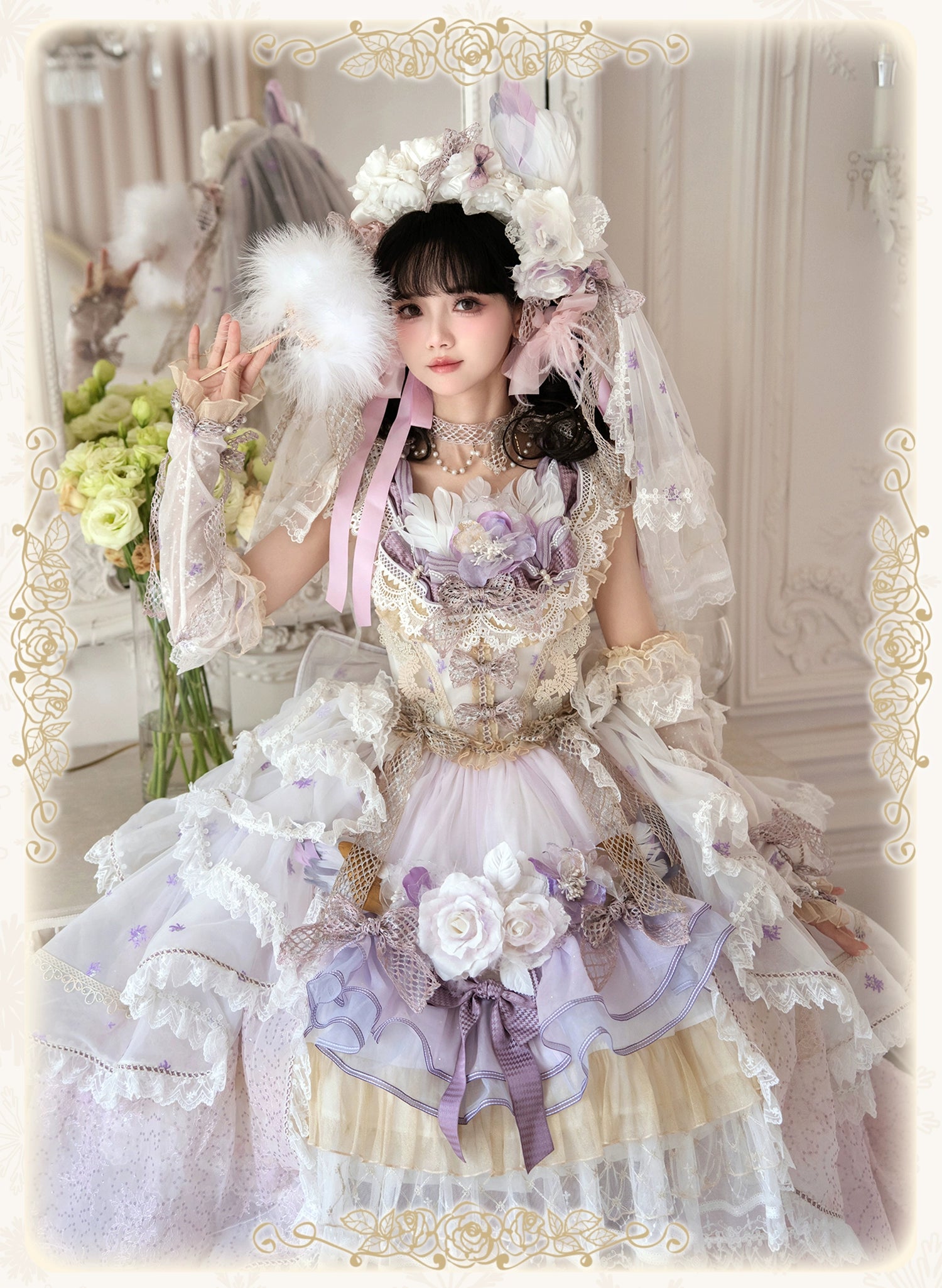 【受注予約8/13まで】Snow Rose Princess トレーン付きドレス・パープル