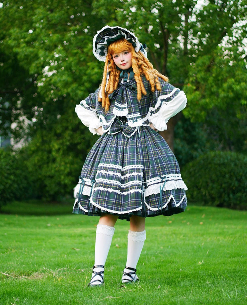 【予約販売】Checkered Petal Rabbit リボンジャンパースカート