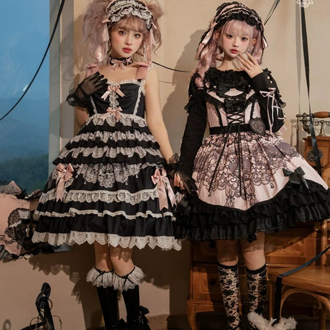 【再販・受注予約12/23まで】Lace Figure プリントジャンパースカート