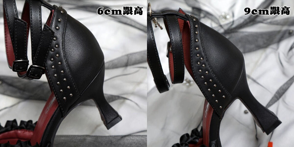 【Twilight Stud Vow】鋲×レース ダークゴシックポインテッドトゥパンプス
