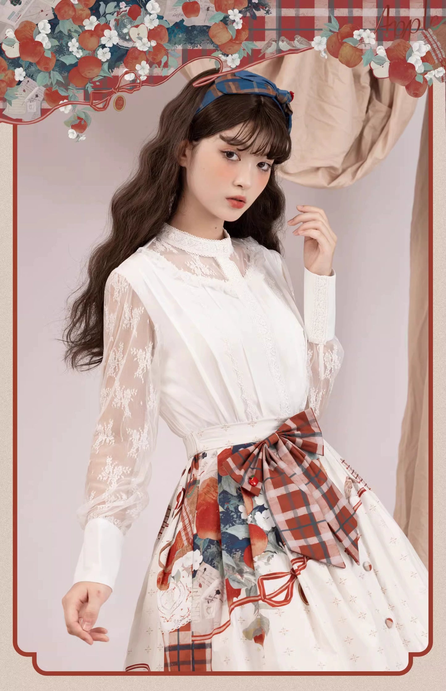 lace band collar blouse