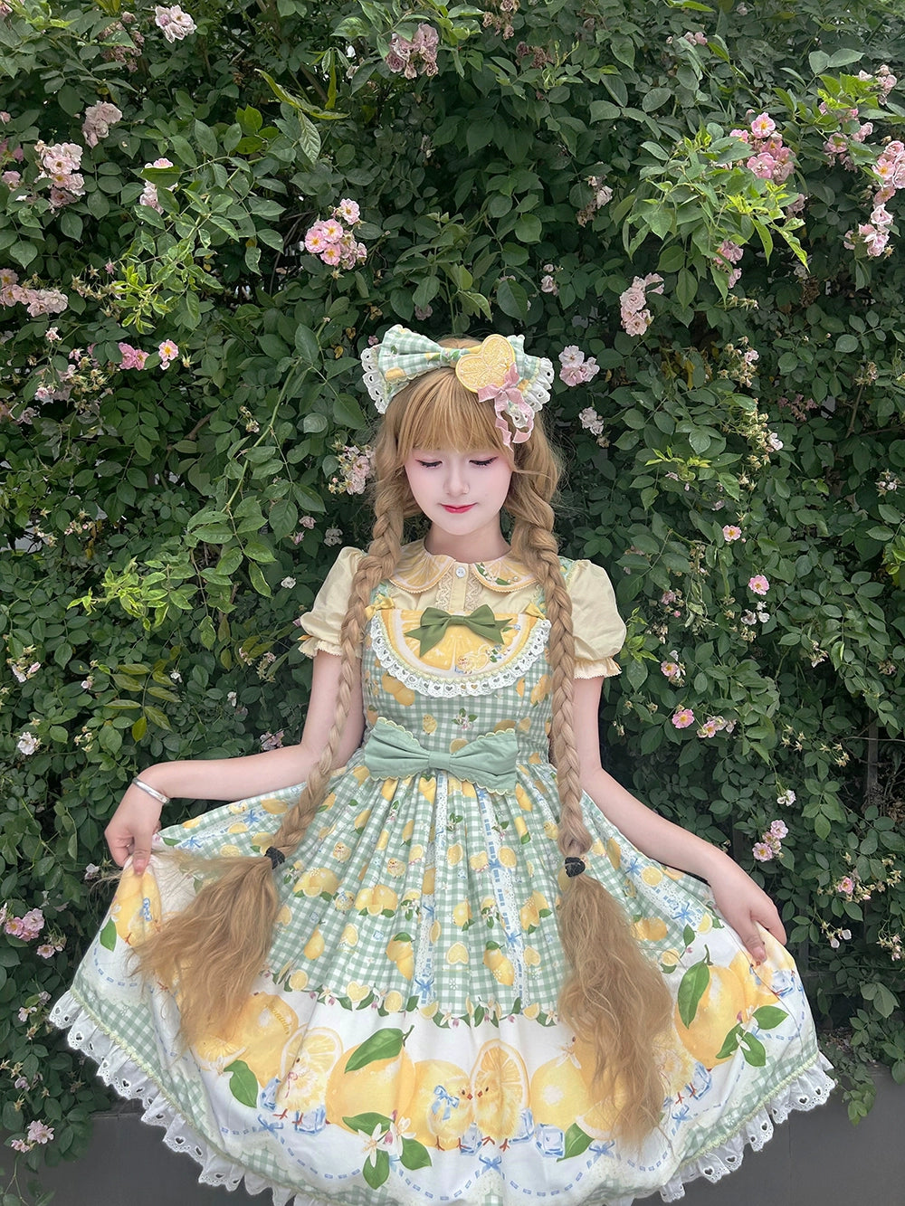 【予約販売】Lemon Sweetie プリントジャンパースカート・ミドル丈
