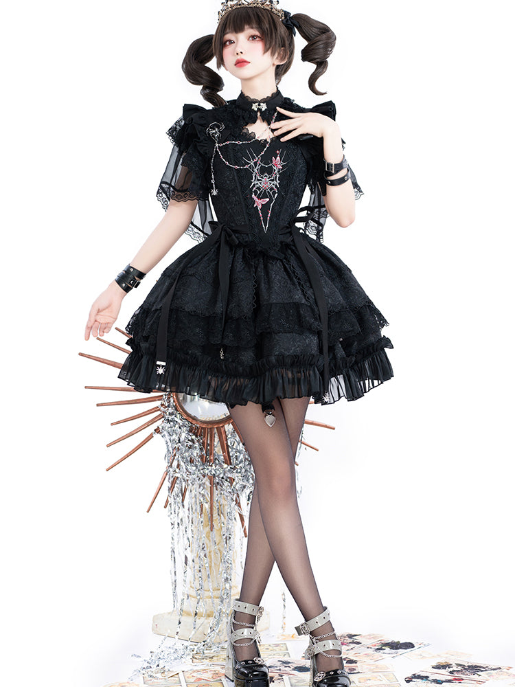 スパイダー刺繍ゴシックスカート3点セット