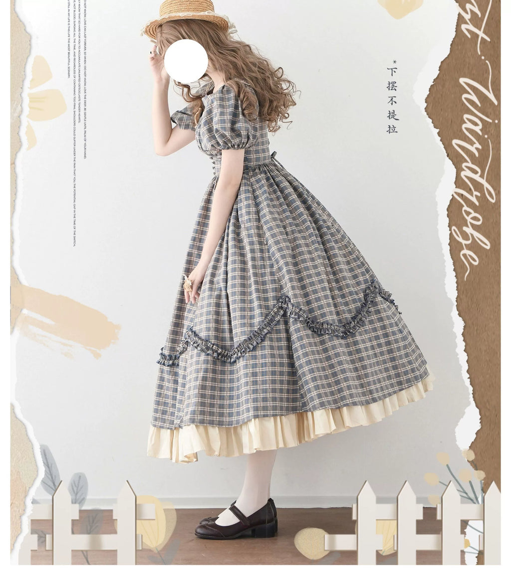 Forest Picnic チェックのワンピース