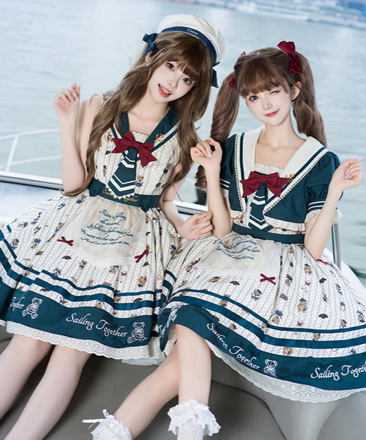 Marine Bear セーラーカラージャンパースカートとショート丈ジャケットセットアップ