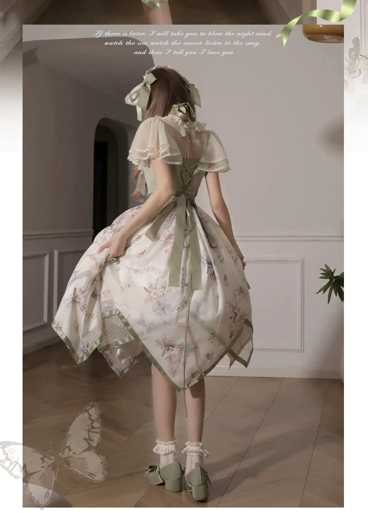 [Sales period ended] Flower Letter as you wish Chiffon dress [Long length]