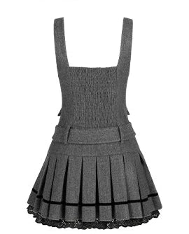 【予約販売】Graceful Gray プリーツジャンパースカート・ショート丈