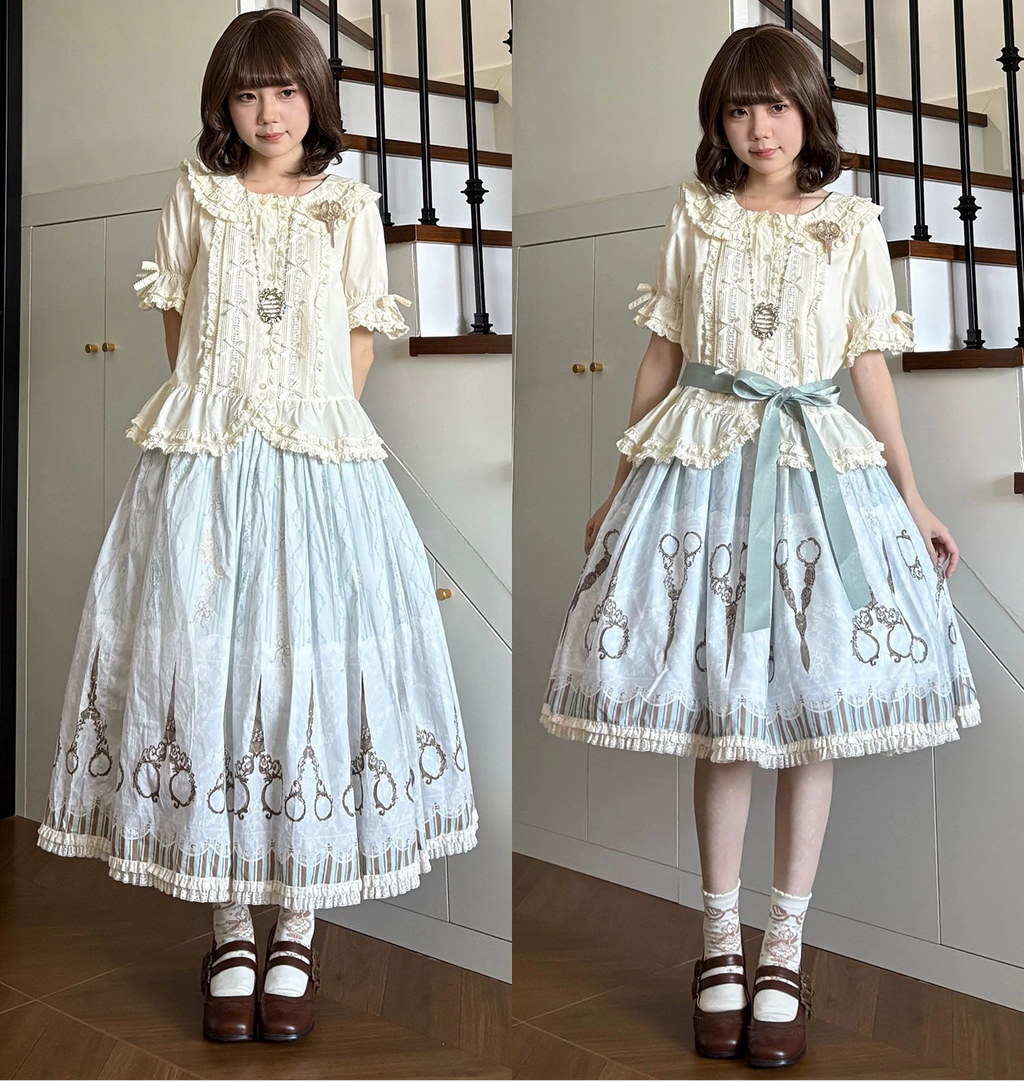 【受注予約8/27まで】Small Scissors プリントスカート・ロング丈