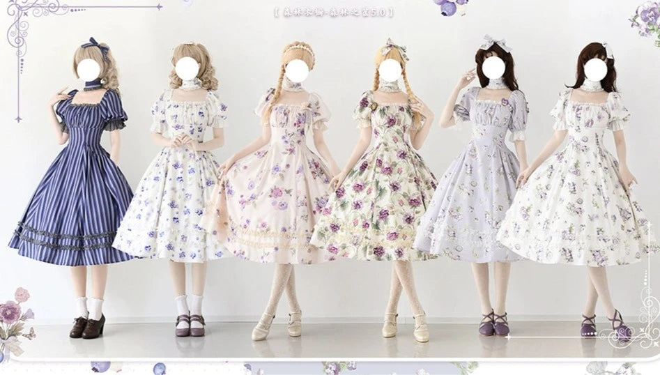 Forest Basket5.0 Classical Dress, Viola White, with Choker and Hair Accessory