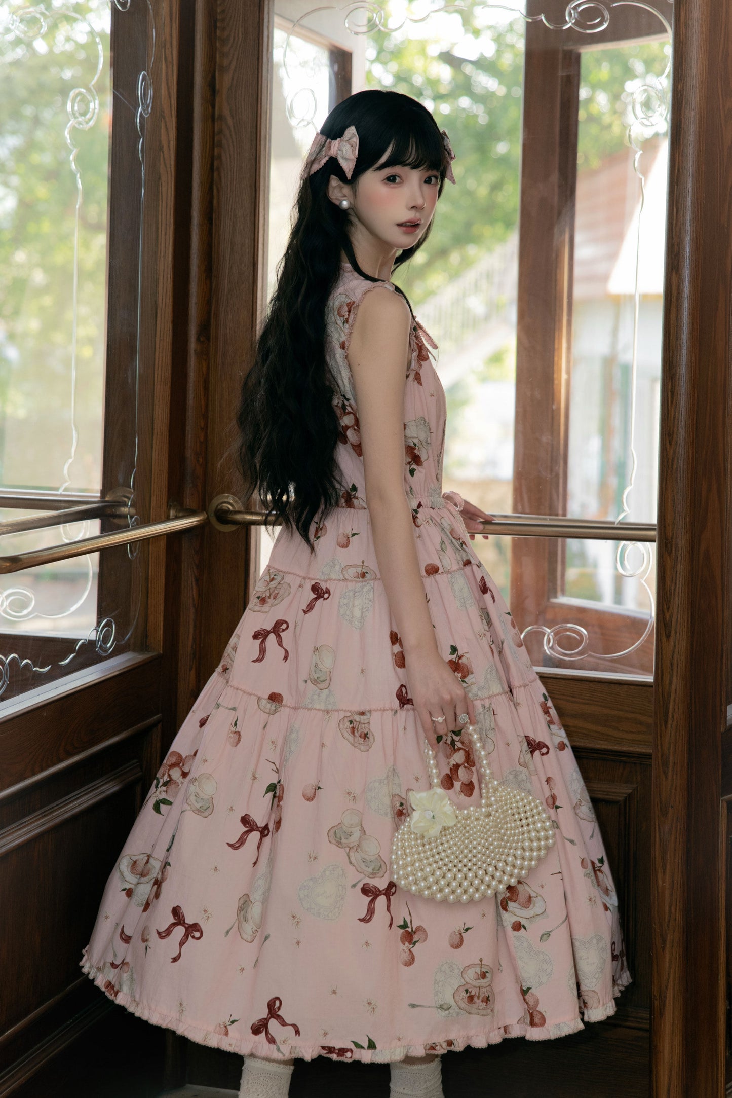 【受注予約1/22まで】Litchi Tea プリントジャンパースカート