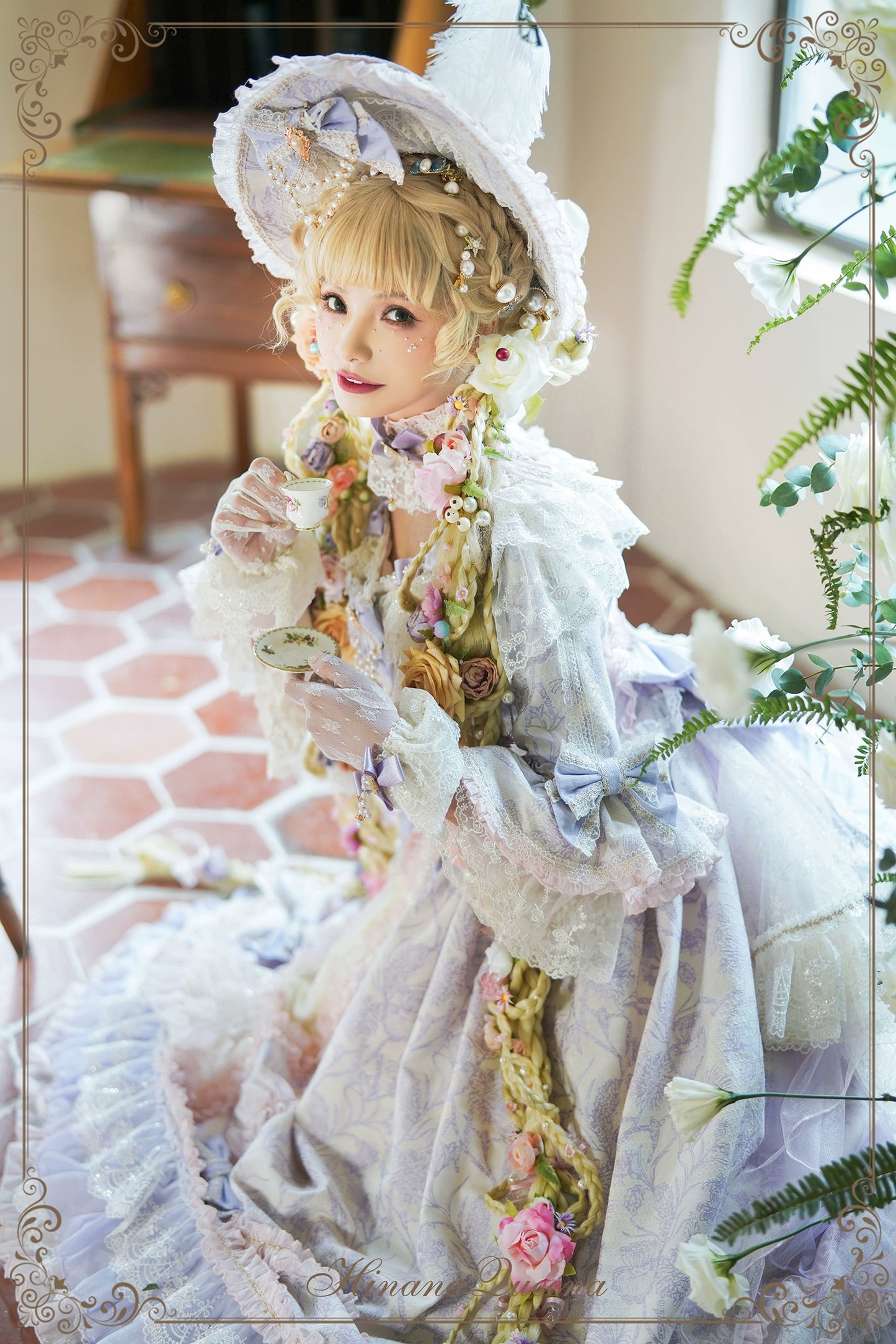 [Pre-orders available until 11/13] Rapunzel-style ribbon and lace luxury long dress