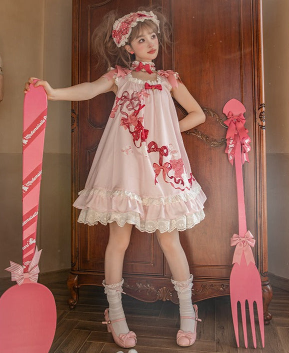 【受注予約6/11まで】Bow Rabbit フレアスリーブジャンパースカート